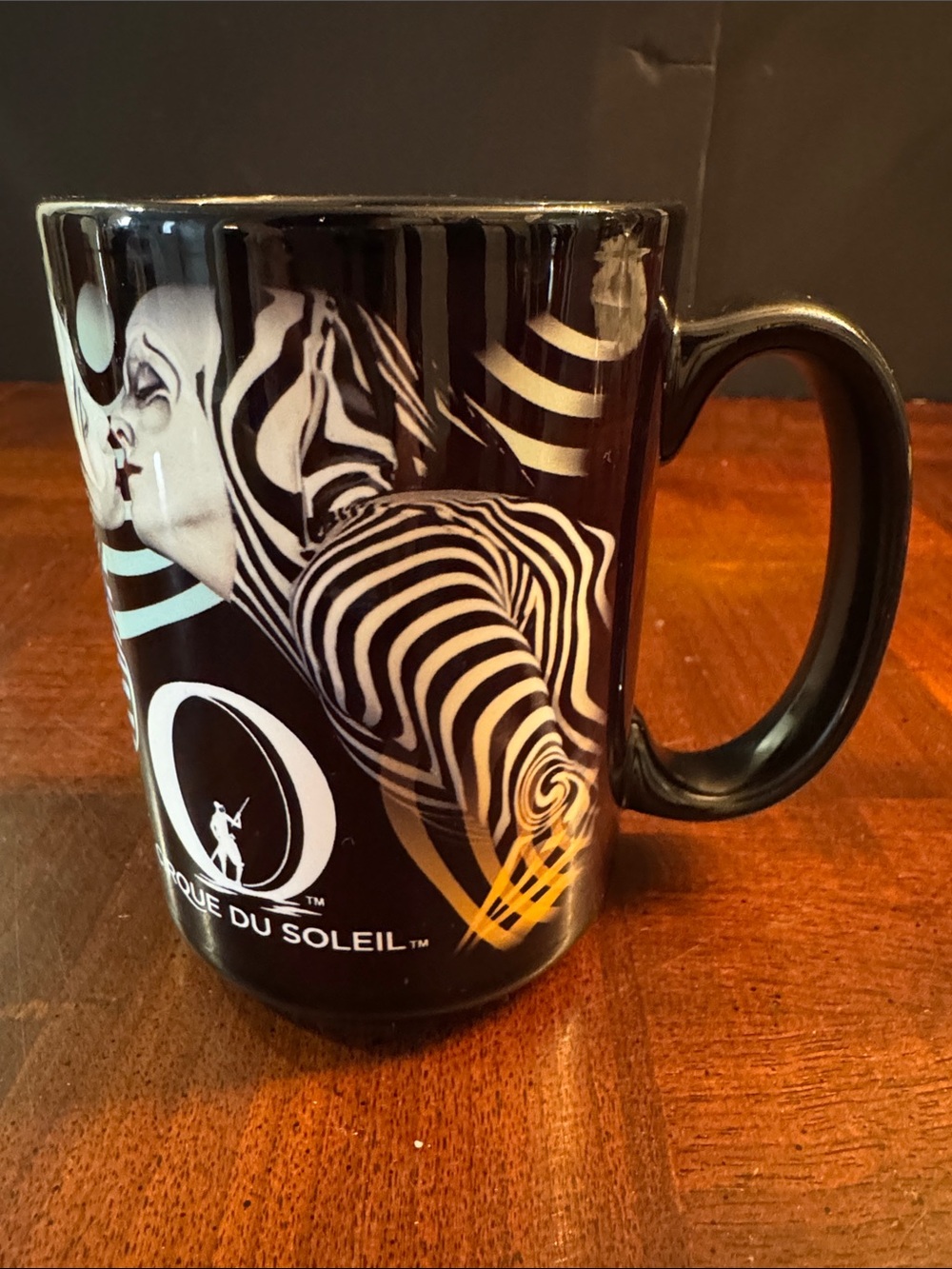 Cirque Du Soleil Coffee Tea Cup Mug O Show Zebra Bellagio 14oz Black